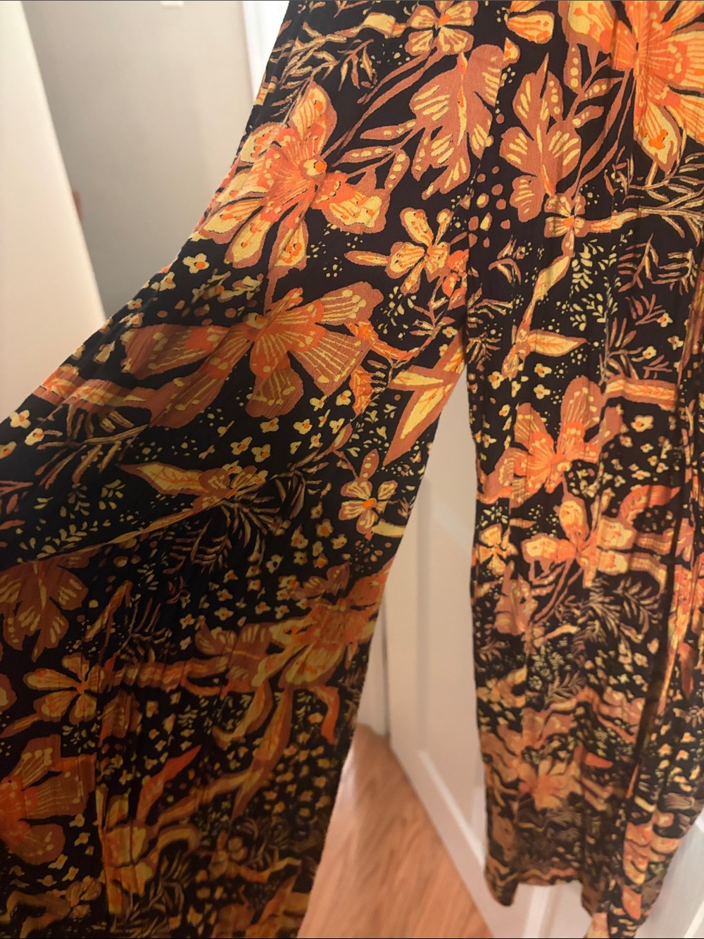 Angie Black and Orange Floral Wrap Jumpsuit - Picture 4 of 4